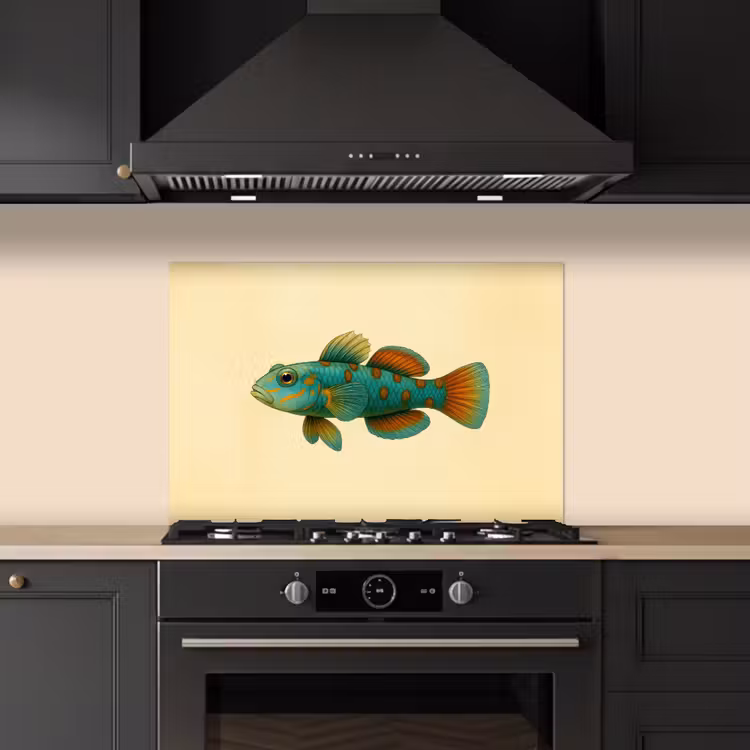 Fond de hotte - Poisson - Bleu - Points - Écailles — 5