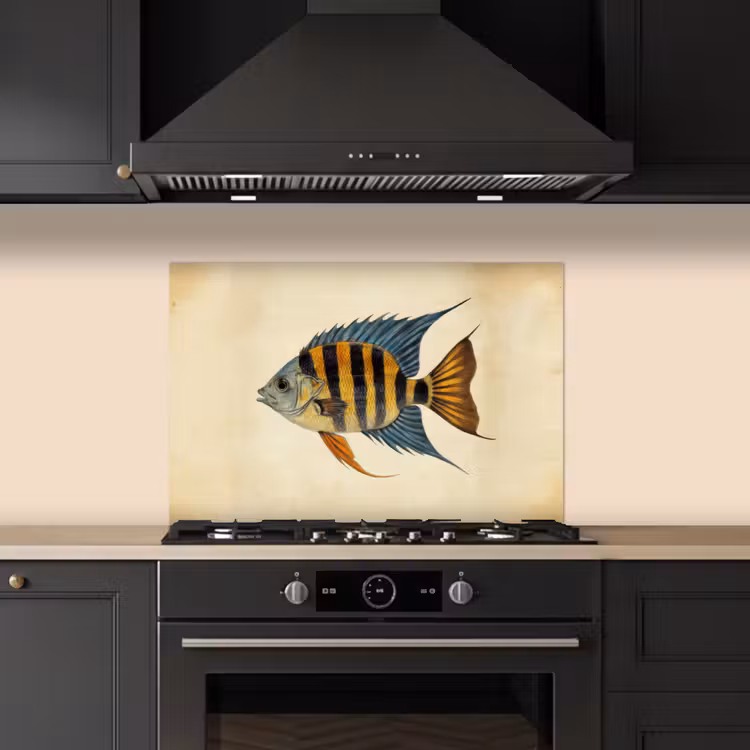 Fond de hotte - Poissons - Tropicaux - Rayures - Nageoires — 5