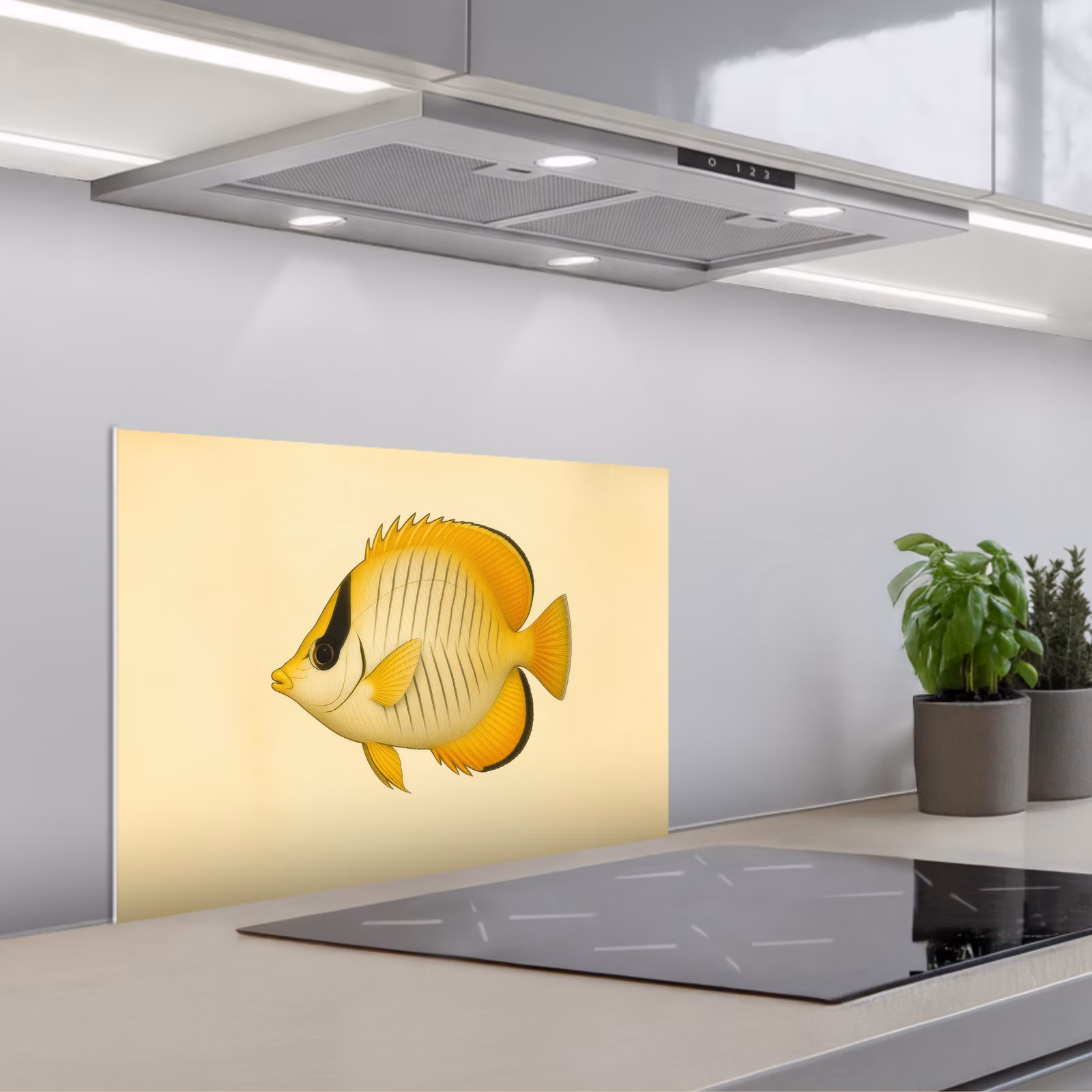 Fond de hotte - Ovale - Poisson - Jaune - Ecailles — 1