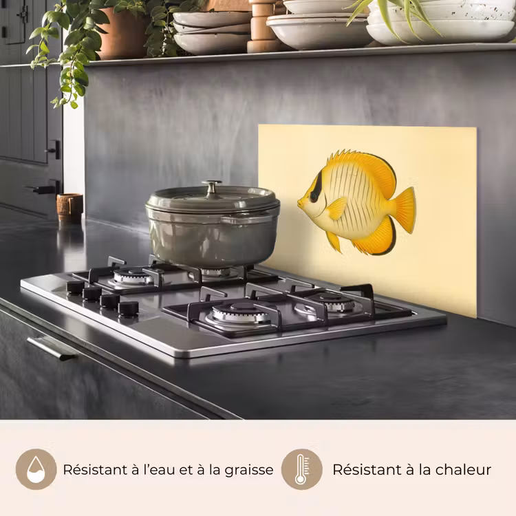 Fond de hotte - Ovale - Poisson - Jaune - Ecailles — 2