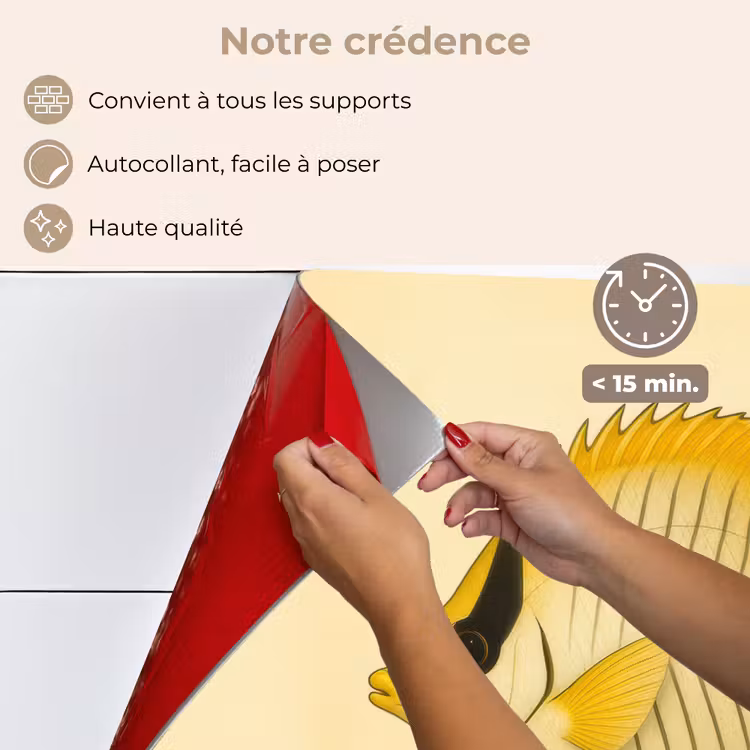 Fond de hotte - Ovale - Poisson - Jaune - Ecailles — 4