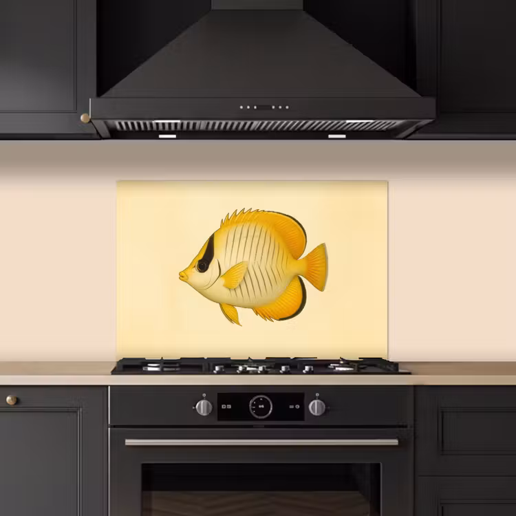 Fond de hotte - Ovale - Poisson - Jaune - Ecailles — 5