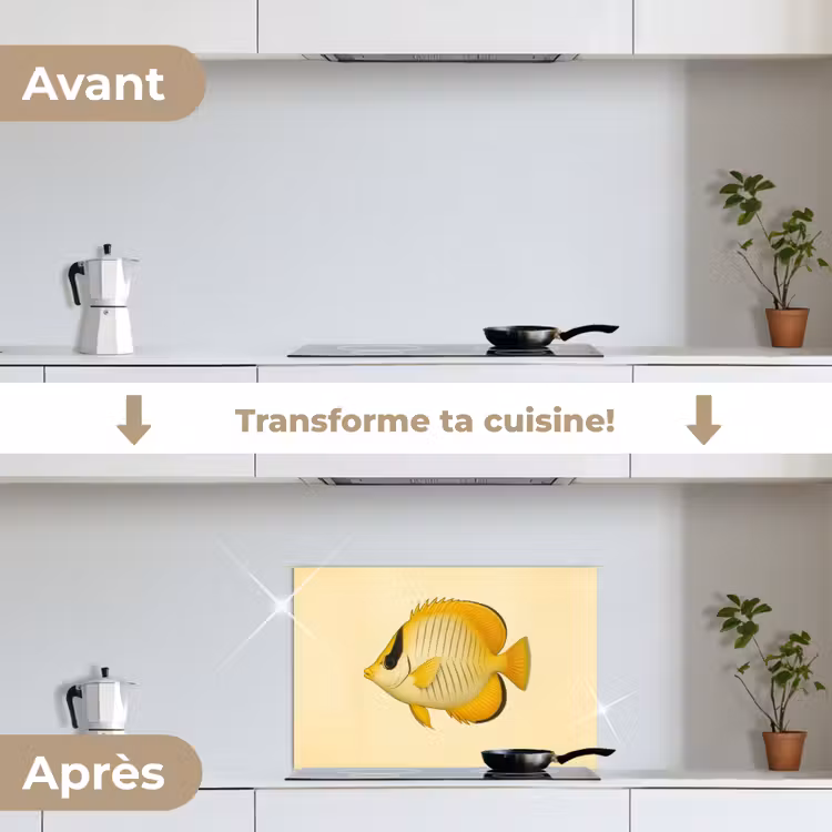 Fond de hotte - Ovale - Poisson - Jaune - Ecailles — 7
