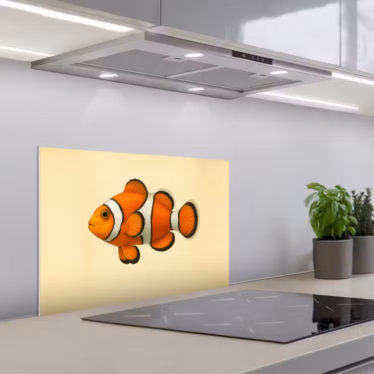 Fond de hotte - Poisson - Orange - Rayures — 1