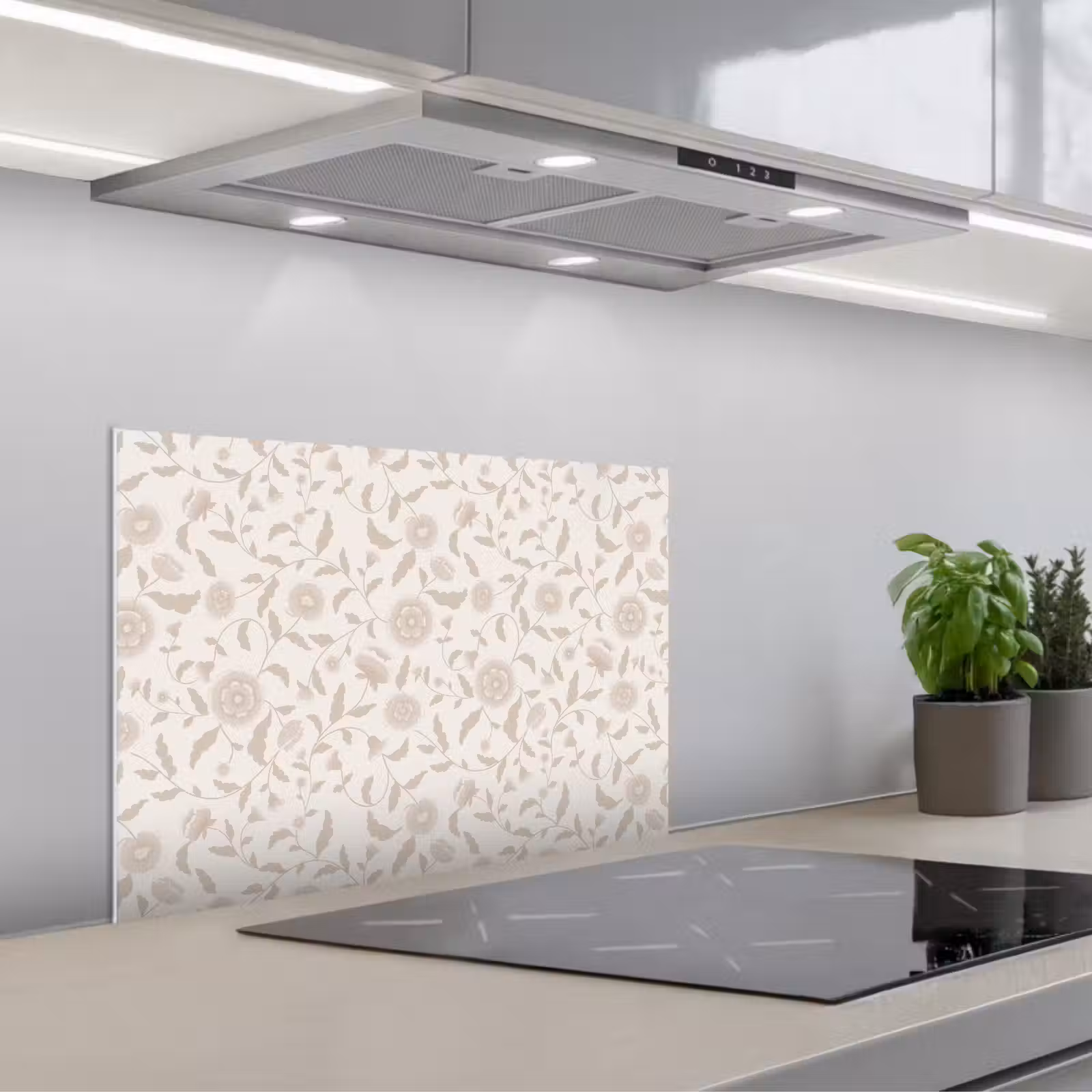 Fond de hotte - Orné - Fleurs - Beige — 1