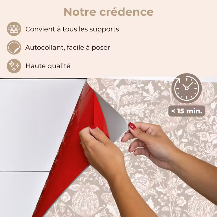 Fond de hotte - Imprimé floral - Gris - Crème — 4