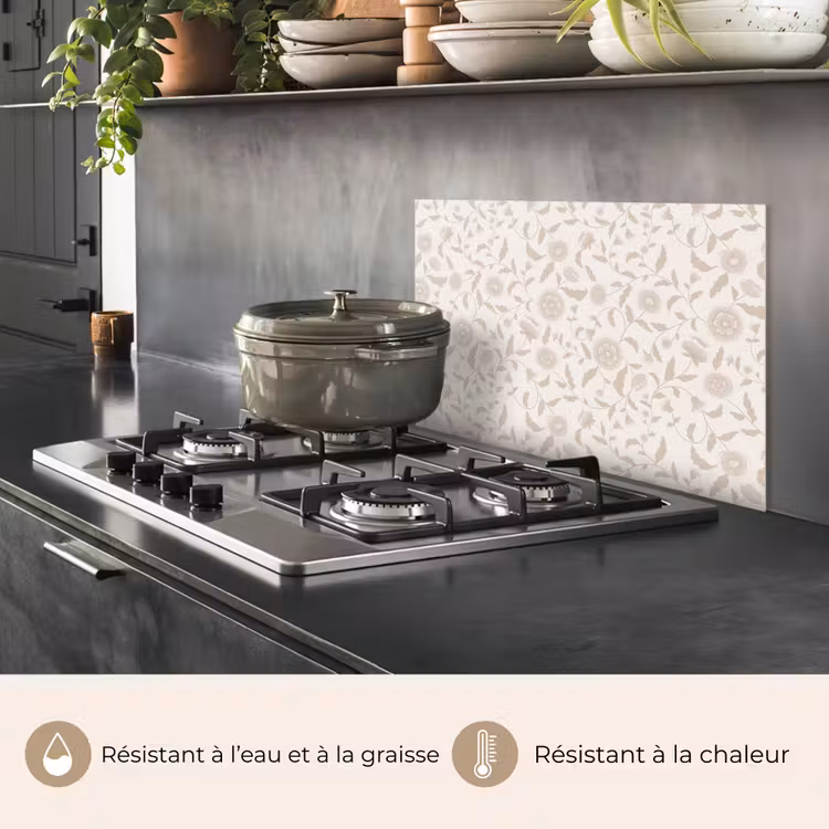 Fond de hotte - Orné - Fleurs - Beige — 2