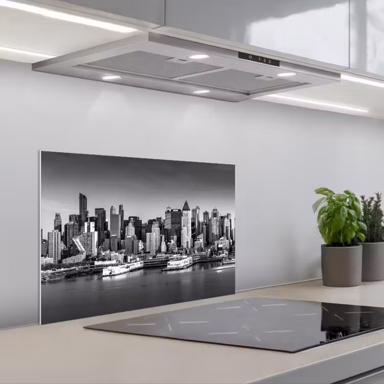 Fond de hotte - Skyline - Ville - Gratte-ciel - Noir - Blanc — 1