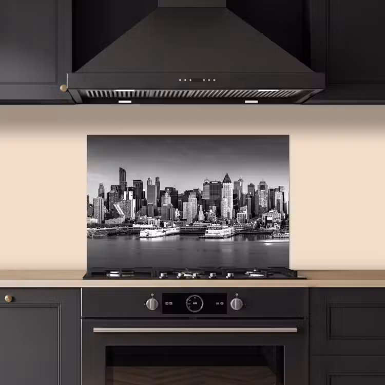 Fond de hotte - Skyline - Ville - Gratte-ciel - Noir - Blanc — 5