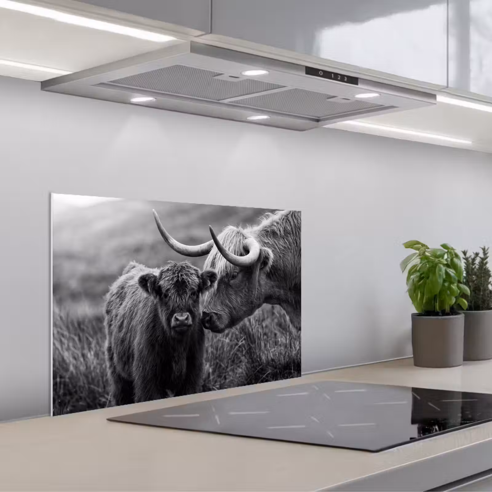 Fond de hotte - Highlander écossais - Veau - Noir - Blanc — 1