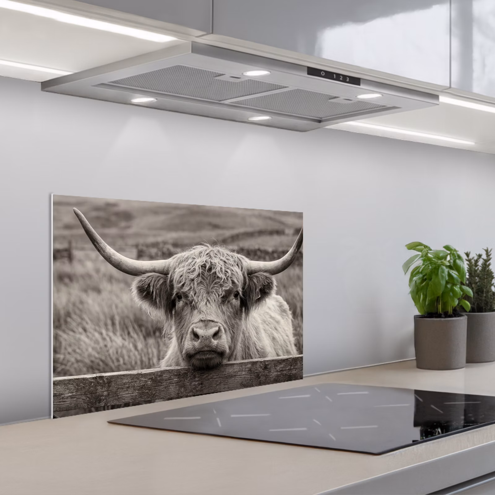 Fond de hotte - Highlander écossais - Noir - Blanc - Bois — 1