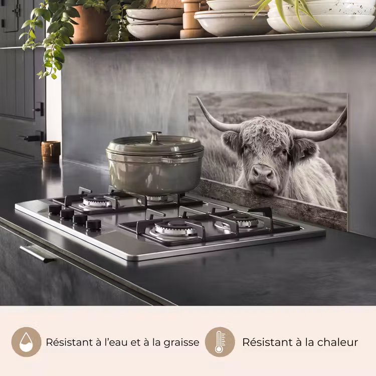 Fond de hotte - Highlander écossais - Noir - Blanc - Bois — 2