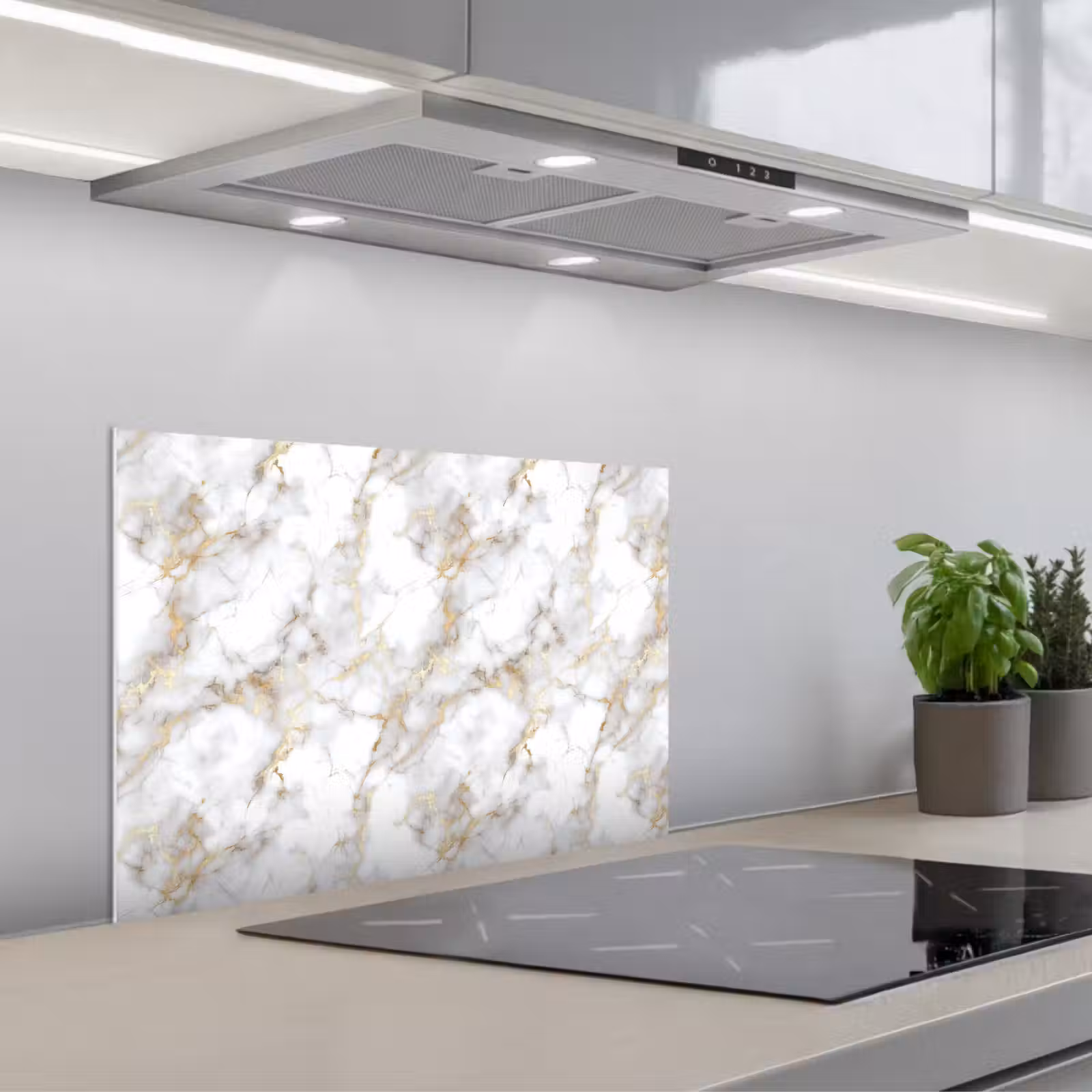 Fond de hotte - Veines d'or - Marbre - Blanc — 1