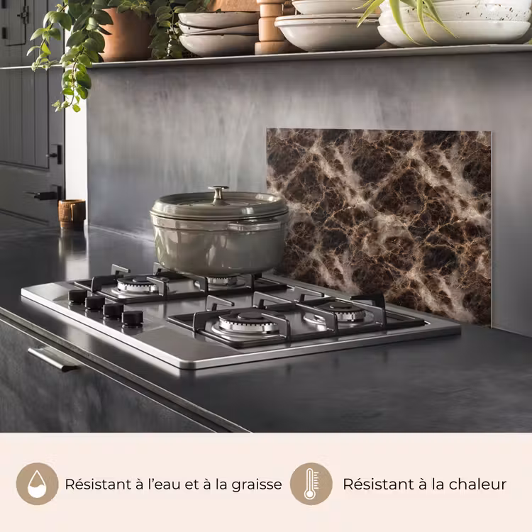 Fond de hotte - Marron - Or - Marbre — 2