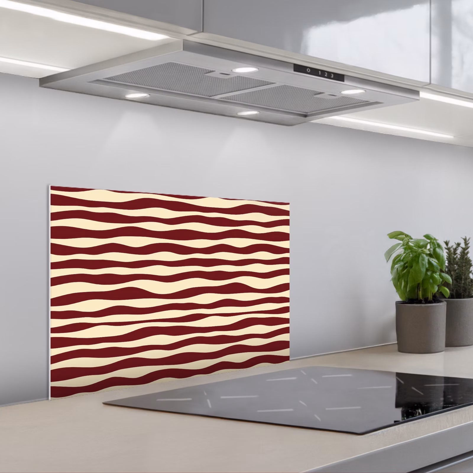 Fond de hotte - Vagues - Rouge - Motif - Crème — 1