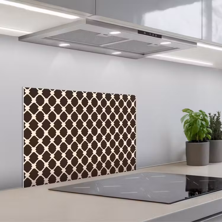 Fond de hotte - Marron - Motif à carreaux - Géométrique — 1