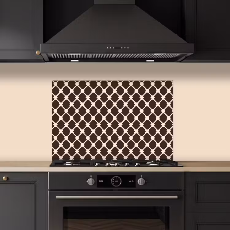 Fond de hotte - Marron - Motif à carreaux - Géométrique — 5