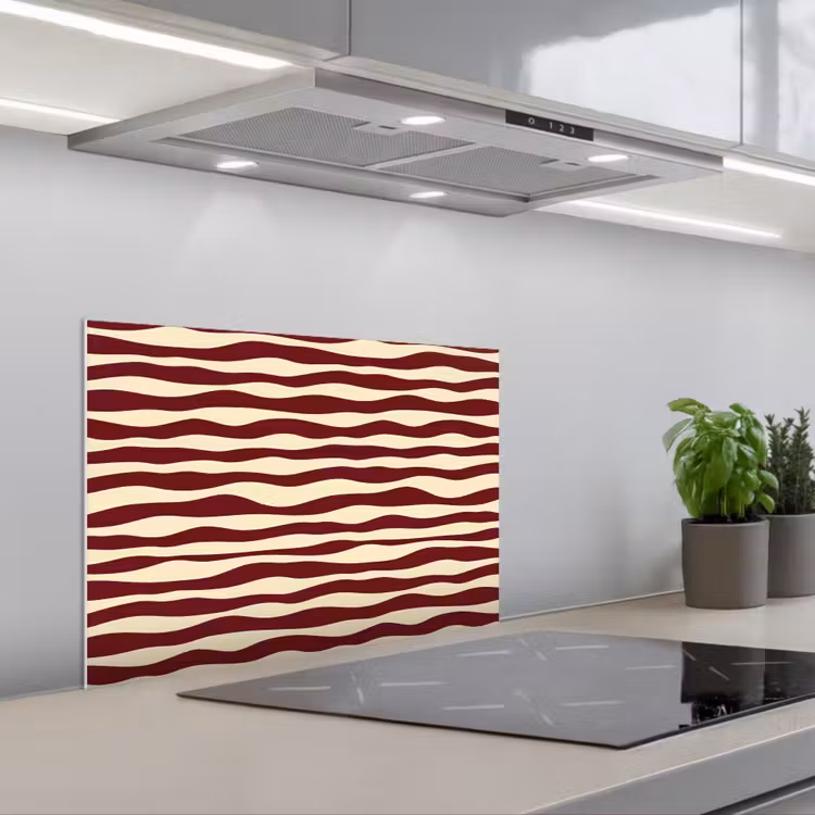 Fond de hotte - Vagues - Rouge - Motif - Crème — 1