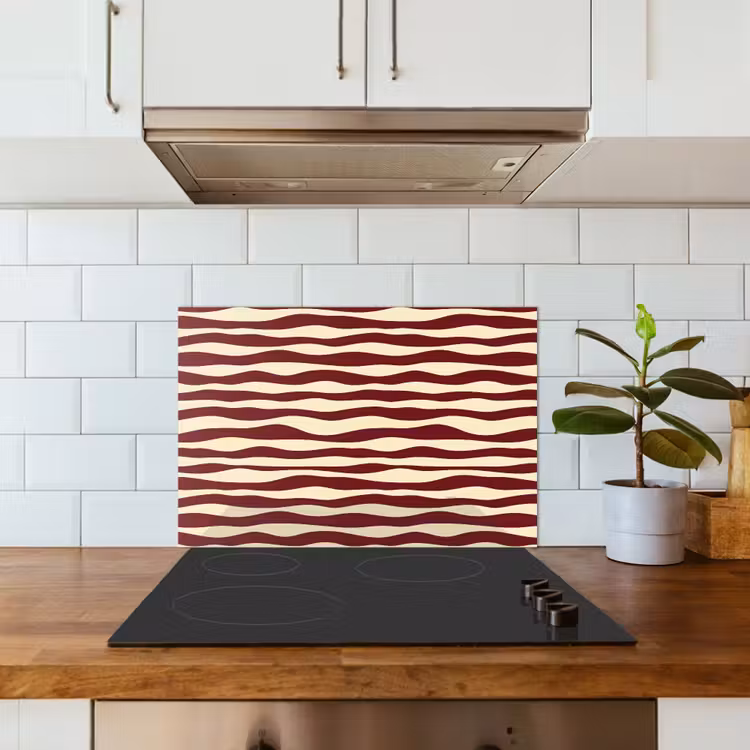 Fond de hotte - Vagues - Rouge - Motif - Crème — 3