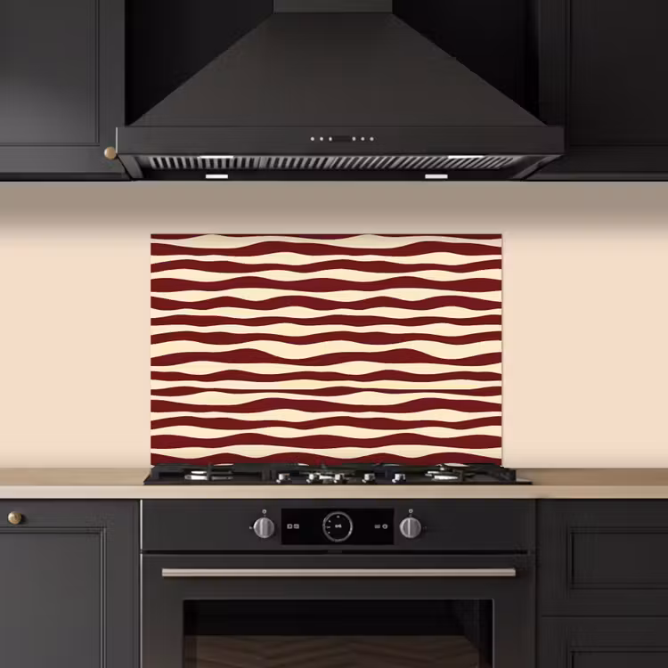 Fond de hotte - Vagues - Rouge - Motif - Crème — 5