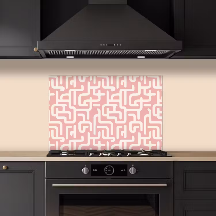 Fond de hotte - Motif de labyrinthe - Rose - Blanc - Abstrait — 5