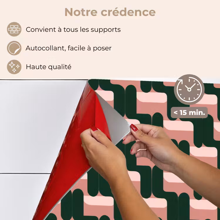 Fond de hotte - Motif tressé - Vert - Rose - Géométrique — 4