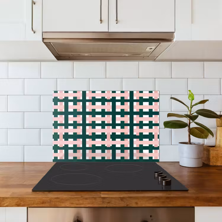 Fond de hotte - Motif tressé - Vert - Rose - Graphique — 3
