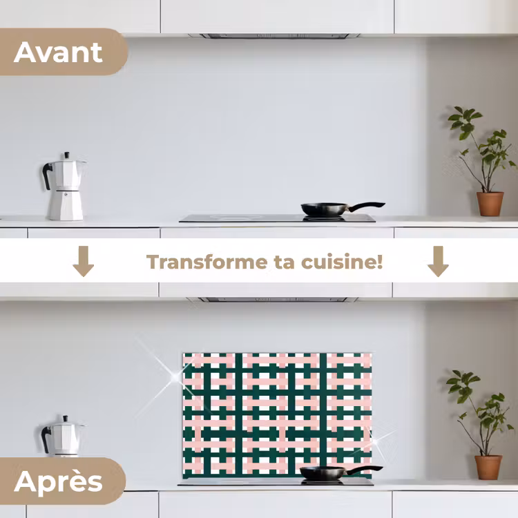 Fond de hotte - Motif tressé - Vert - Rose - Graphique — 7