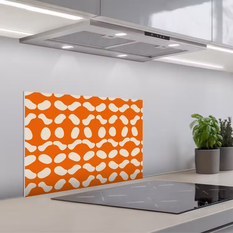 Fond de hotte - Orange - Formes organiques - Blanc — 1