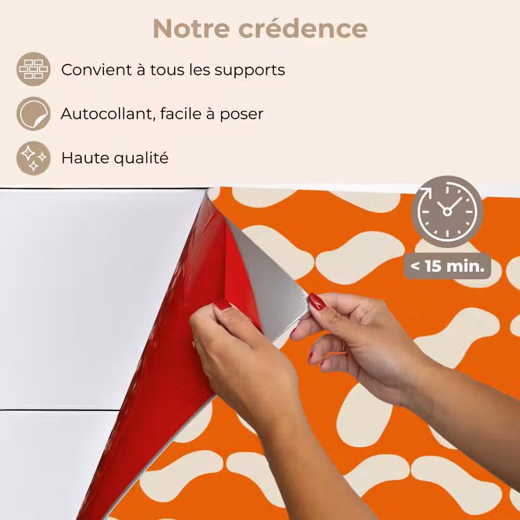Fond de hotte - Orange - Formes organiques - Blanc — 4