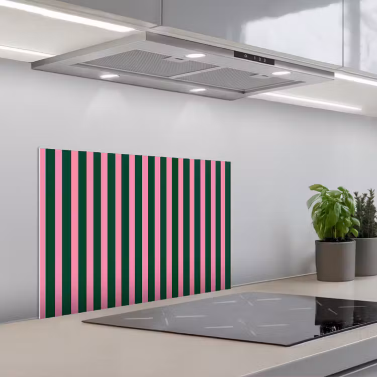 Fond de hotte - Rayures verticales - Vert - Rose — 1