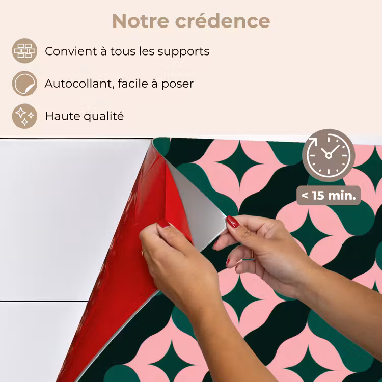 Fond de hotte - Vert - Rose - Rétro - Étoiles — 4