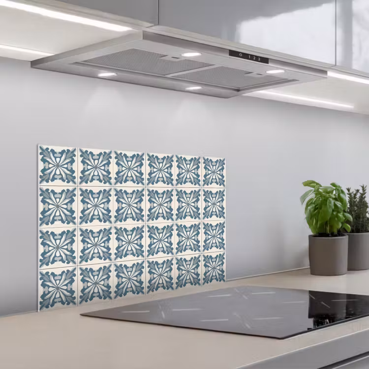 Fond de hotte - Motif - Carrelage - Bleu — 1