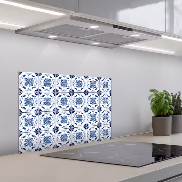Fond de hotte - Motif - Carrelage - Bleu — 1