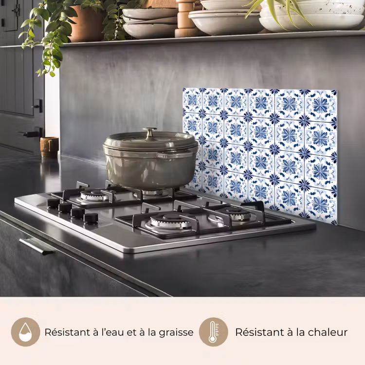 Fond de hotte - Motif - Carrelage - Bleu — 2
