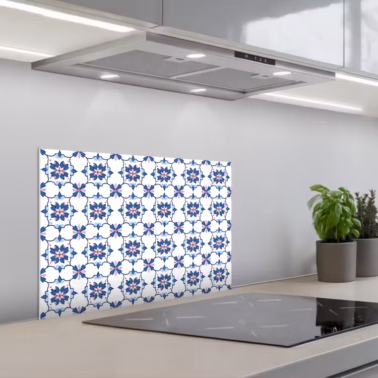 Fond de hotte - Moderne - Motif - Bleu - Rose — 1