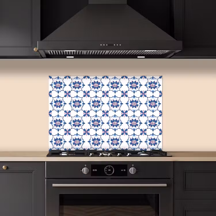 Fond de hotte - Moderne - Motif - Bleu - Rose — 5