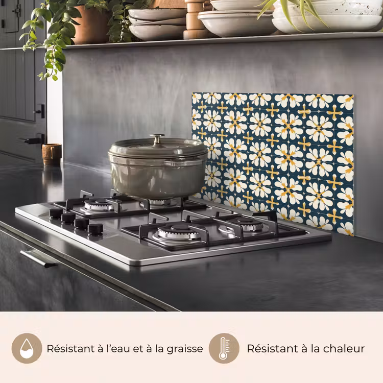 Fond de hotte - Motif - Carrelage - Jaune ocre — 2