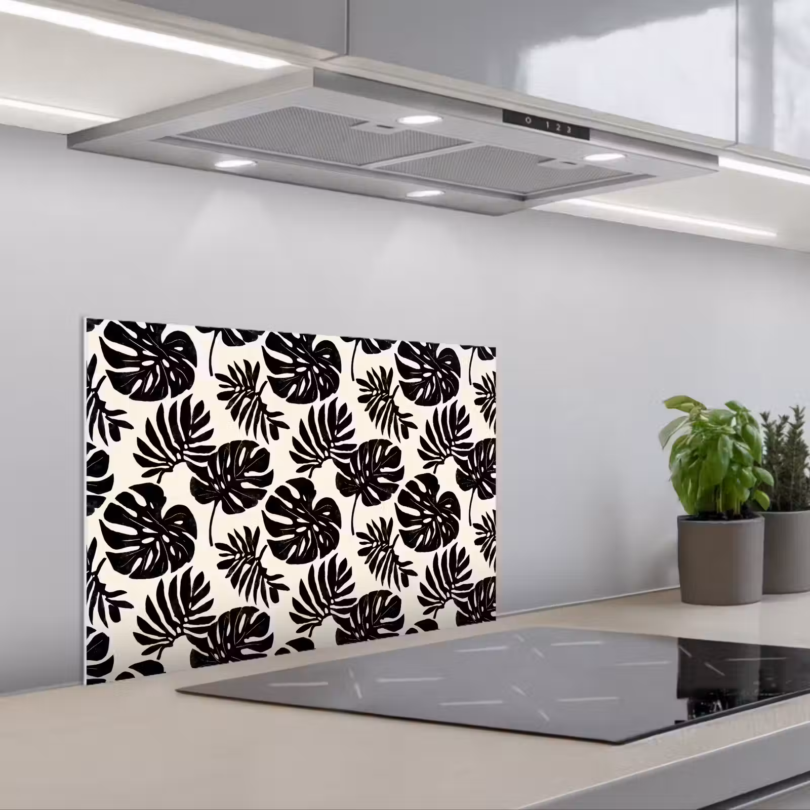 Fond de hotte - Modern - Monstera - Noir — 1