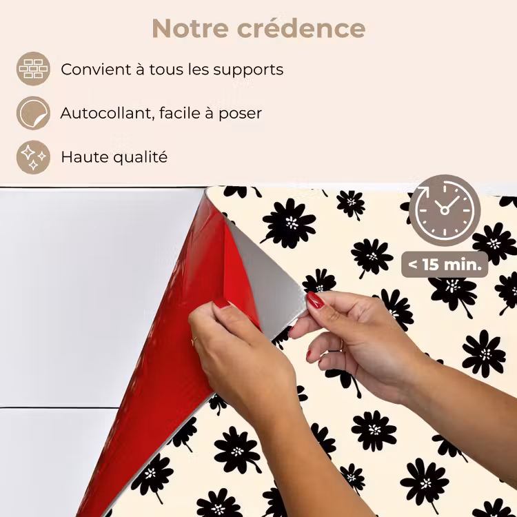 Fond de hotte - Marguerites - Graphique - Noir - Beige — 4