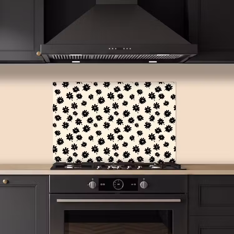 Fond de hotte - Marguerites - Graphique - Noir - Beige — 5