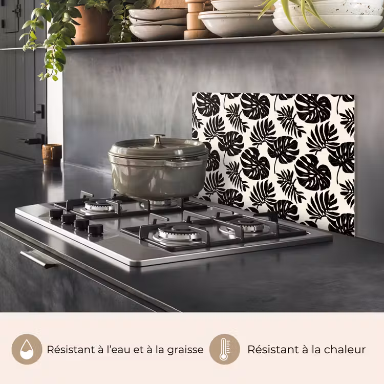 Fond de hotte - Modern - Monstera - Noir — 2