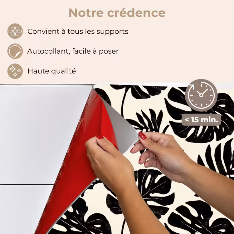 Fond de hotte - Modern - Monstera - Noir — 4