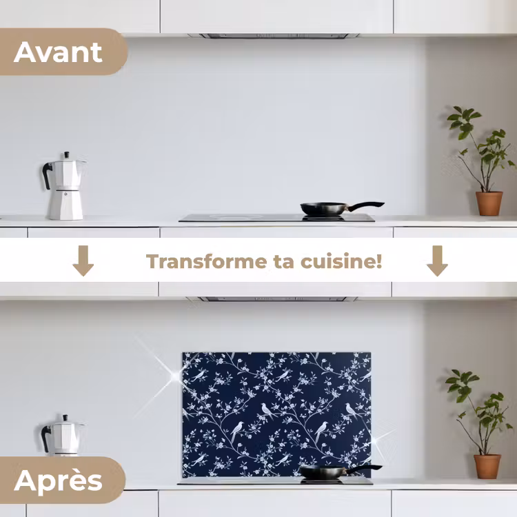 Fond de hotte - Graphique - Branche fleurie - Bleu — 7