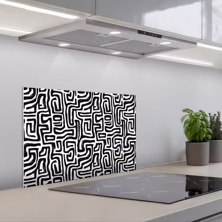 Fond de hotte - Graphique - Lignes - Noir et blanc — 1