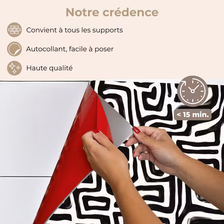 Fond de hotte - Graphique - Lignes - Noir et blanc — 4