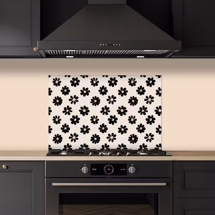 Fond de hotte - Graphique - Marguerites - Noir - Beige — 5