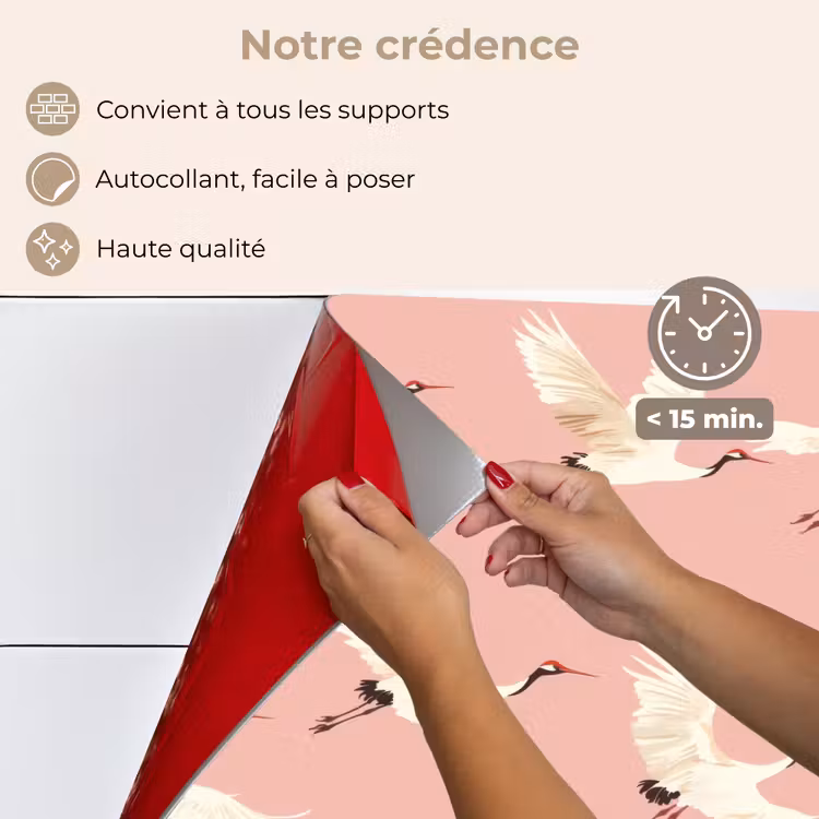 Fond de hotte - Modern - Cranes - Pink — 4