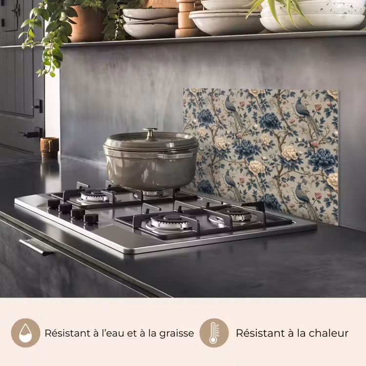 Fond de hotte - Paon - Fleurs - Bleu — 2