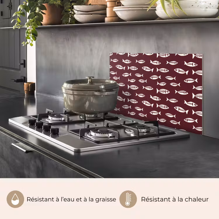 Fond de hotte - Poisson - Graphique - Motif - Foncé — 2